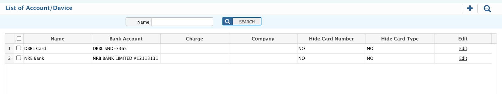 Account/Device List